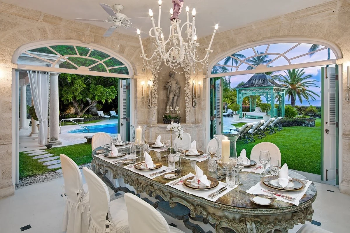 A table set for dinner at a private villa
